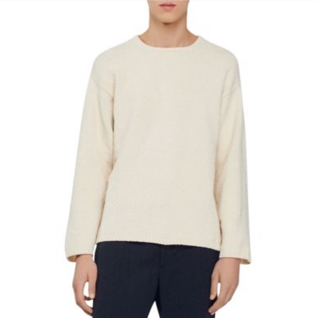 Sandro Mens Boucle Crewneck Sweater Xs